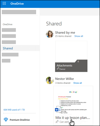 Dossiers partagés OneDrive