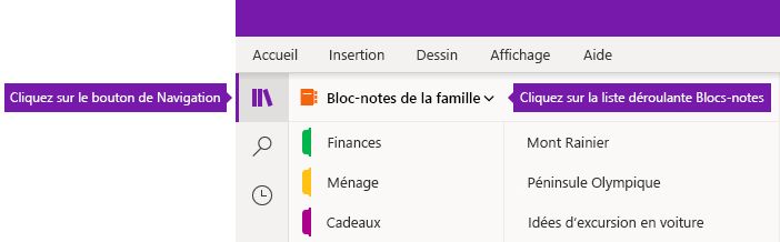 Développer la liste des blocs-notes dans OneNote pour Windows 10