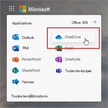 Ouvrir l’application OneDrive