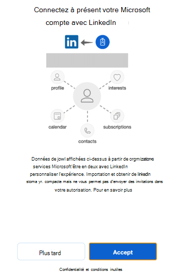 Fenêtre contextuelle pour connecter votre compte Microsoft à LinkedIn.