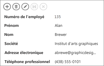 Une vue partielle des détails sur un employé.