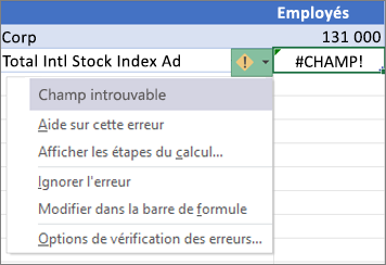 Ignorer un #CHAMP! erreur