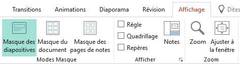 Les dispositions de diapositive peuvent être personnalisées en mode Masque des diapositives