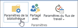 Boutons Paramètres de la bibliothèque SharePoint sur le ruban