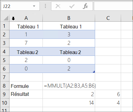 Fonction MMULT - Exemple 1