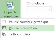 Menu et bouton Copier la chronologie dans Project