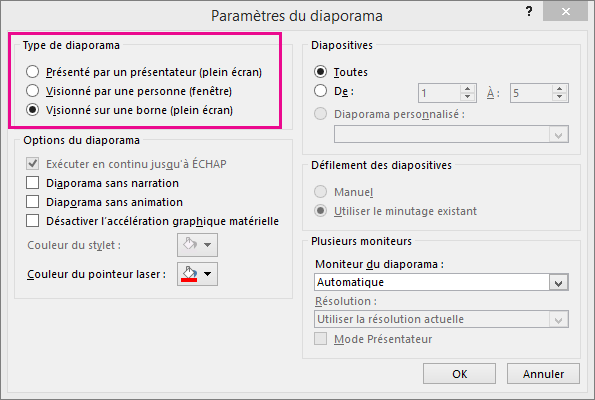 Boîte de dialogue PowerPoint exécutée automatiquement