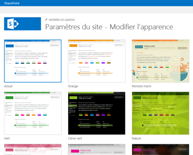 Exemples de conceptions disponibles pour la personnalisation de votre site communautaire