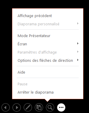 Menu du mode Présentateur dans PowerPoint