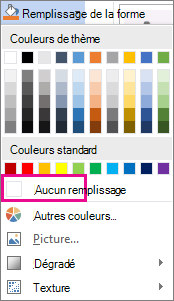 Sélection de Aucun remplissage