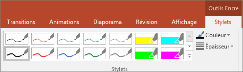 Options de style de stylo dans Office