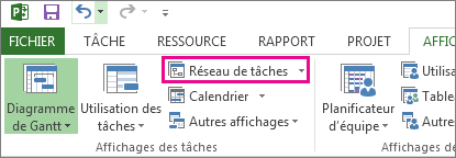 Cliquez sur Réseau de tâches pour ouvrir l’affichage éponyme.