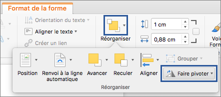 Bouton Rotation dans le menu Organiser