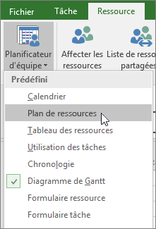 Passer en mode Plan de ressources