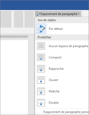 Options pour modifier l’espacement des paragraphes dans Word