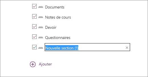 Passez en revue les sections du bloc-notes dans l’Assistant Bloc-notes pour la classe, y compris les documents,