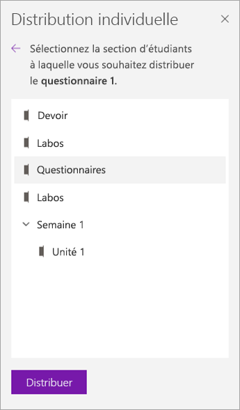 Sélectionnez une section de bloc-notes.