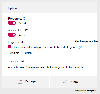 Dans la fenêtre Options, sélectionnez générer automatiquement un fichier de sous-titres.