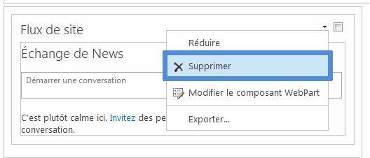 Supprimer un composant WebPart