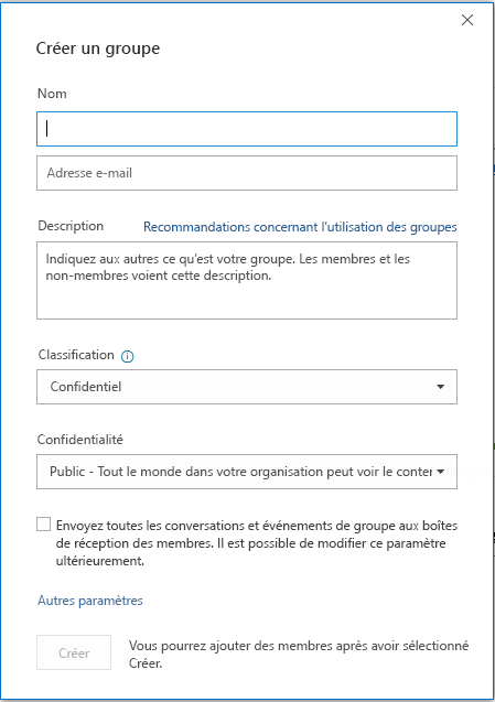 Créer un groupe