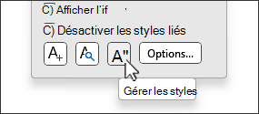 Bouton Gérer les styles dans la boîte de dialogue Styles.