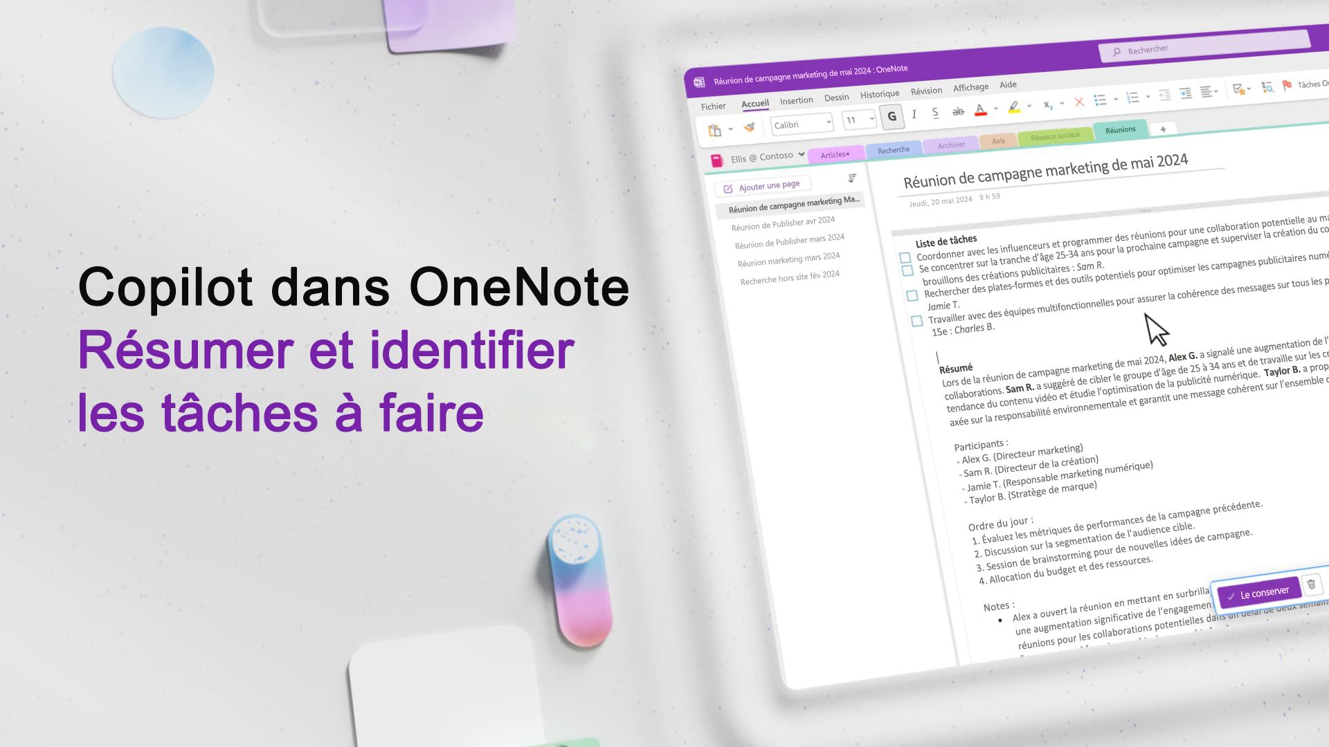 Vidéo : Résumer et identifier les tâches à effectuer avec Copilot dans OneNote