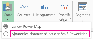 Ajouter les données sélectionnées à une commande Power Map