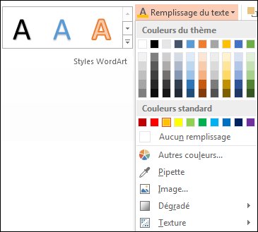 Commande Remplissage du texte