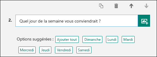 Options de réponses suggérées pour une question