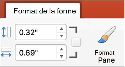 Zones Hauteur de la forme et Largeur de la forme dans le ruban