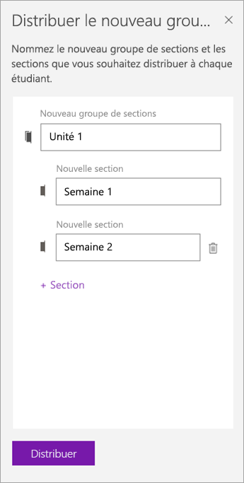 Noms de type pour le groupe de sections et les sections.]