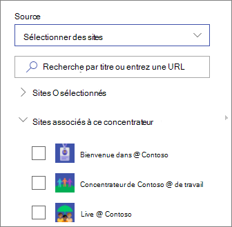 Sélectionner des sites