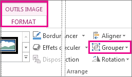 Bouton de groupe trouvé sous l’onglet Format des Outils Image