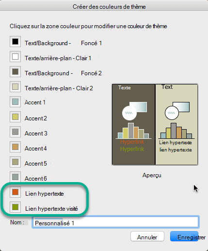 Choisir les couleurs des liens hypertexte et des liens hypertexte suivis