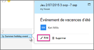 Modifier un événement de calendrier