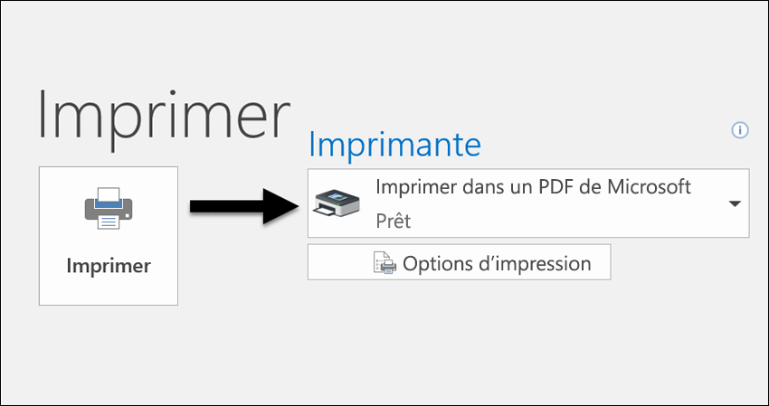 Utilisez la commande Imprimer pour imprimer un e-mail en tant que fichier PDF.