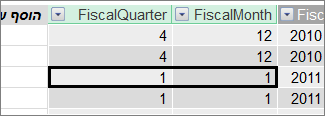 העמודה Fiscal Quarter