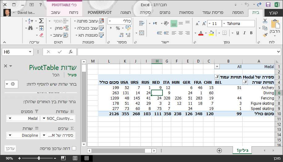 PivotTable מעודכן