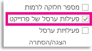 הצגת פעילות הערסל של הפרוייקט