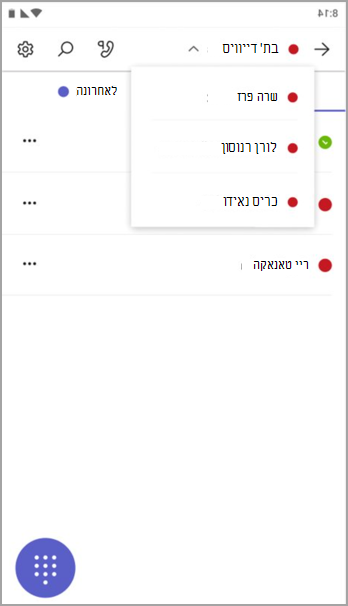 מעבר בין המאצילים השונים שלך.