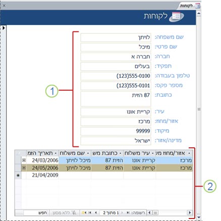 טופס של פריט יחיד