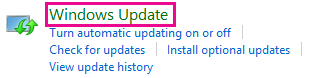 הקישור Windows 8 Windows Update בלוח הבקרה