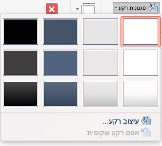 תפריט 'סגנון רקע' של PowerPoint for Mac