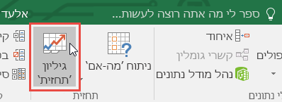 לחצן 'גליון 'תחזית' בכרטיסיה 'נתונים'