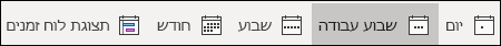 שינוי תצוגת לוח השנה