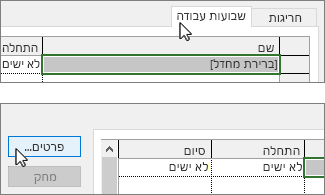 הכרטיסיה 'שבועות עבודה'