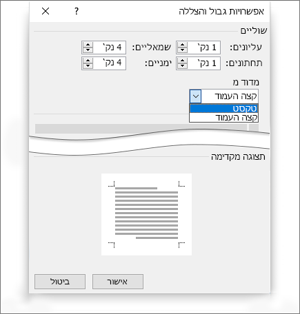 הצללת גבול עמוד