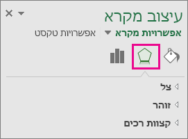 חלונית המשימות של אפקטי מקרא עיצוב