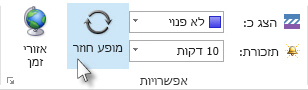 הפקודה 'מופע חוזר' ברצועת הכלים