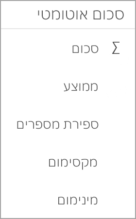 סכום Excel ב- Tablet של Android